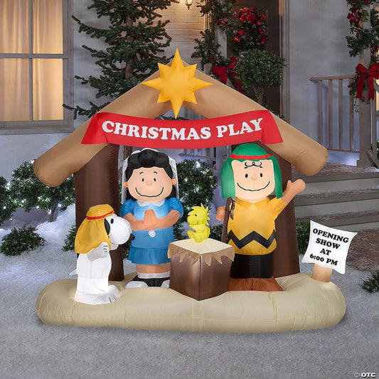 5.8 Ft Charlie Brown Nativity Peanuts Christmas Inflatable