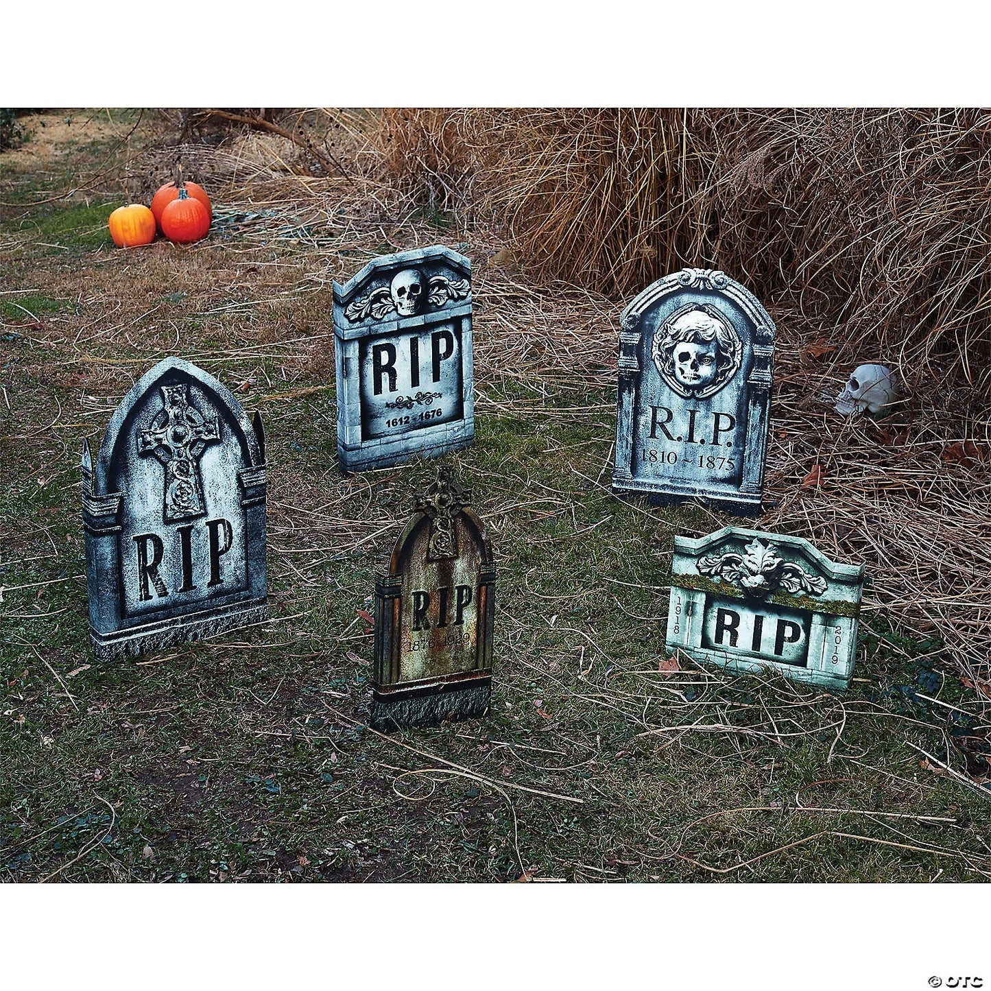 Set of 5 Cemetery Graveyard Tombstones Halloween Yard Haunt Outdoor Prop Decor