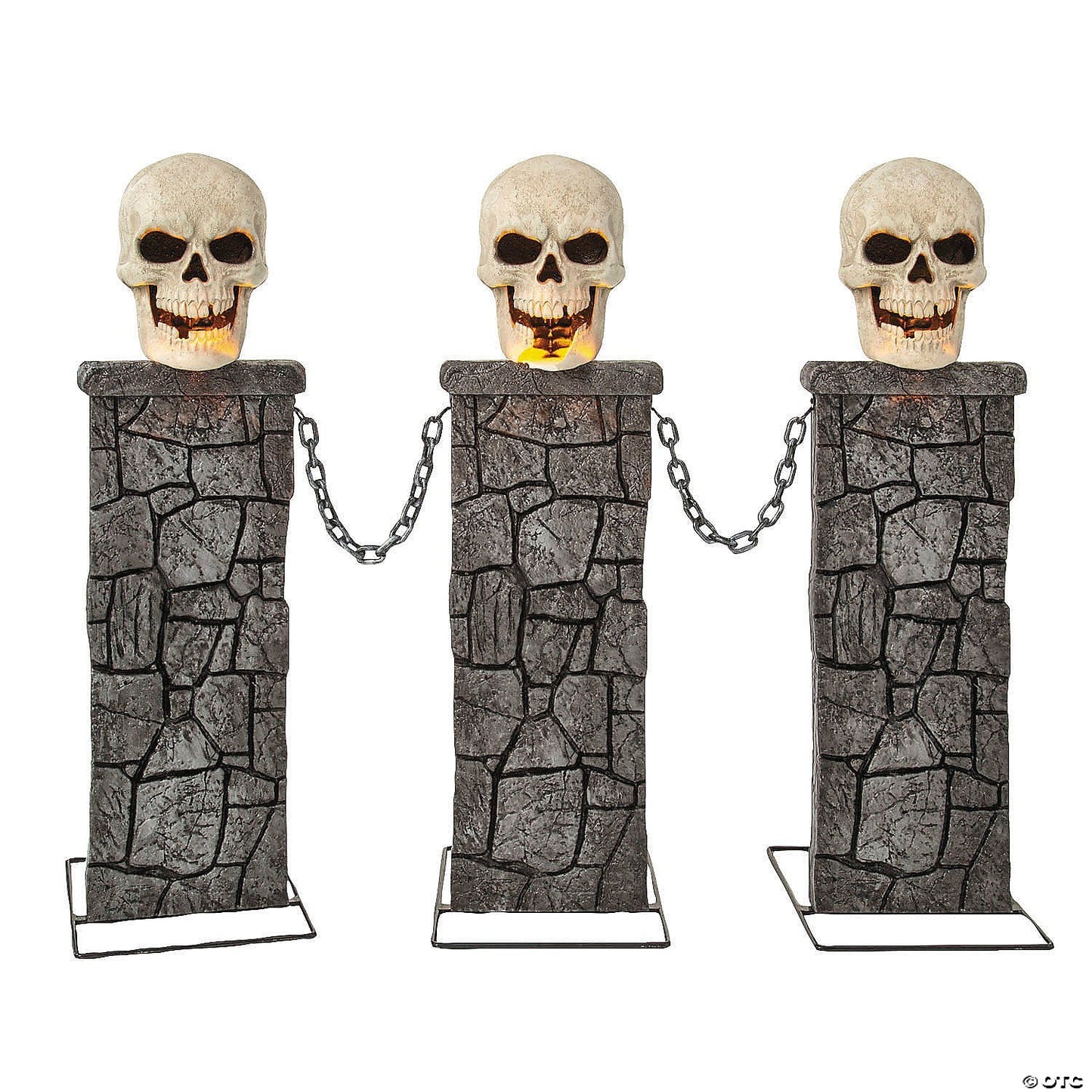4 Ft Skull & Chain Pedestal Graveyard Fence Halloween Haunted Spirit Decor Prop