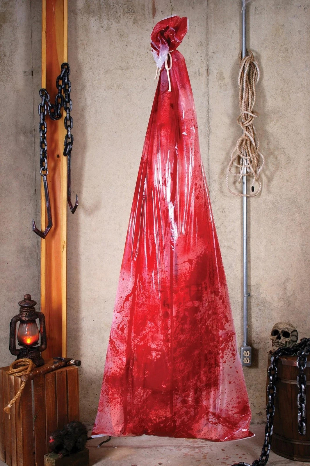 5' Bloody Body in Bag Gore Halloween Outdoor Decoration Haunted House Yard Prop