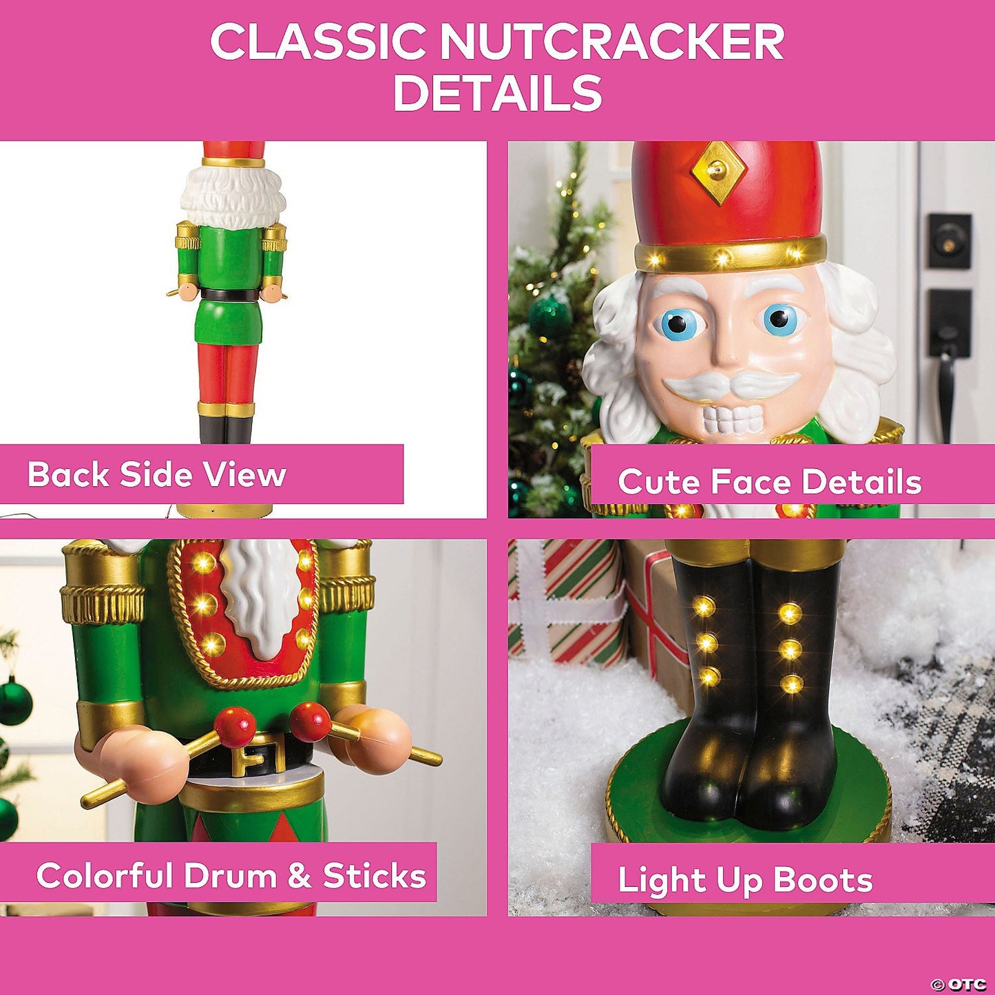 4 Ft Giant Nutcracker Soldier Drum Lighted Christmas Outdoor Decoration Light Up