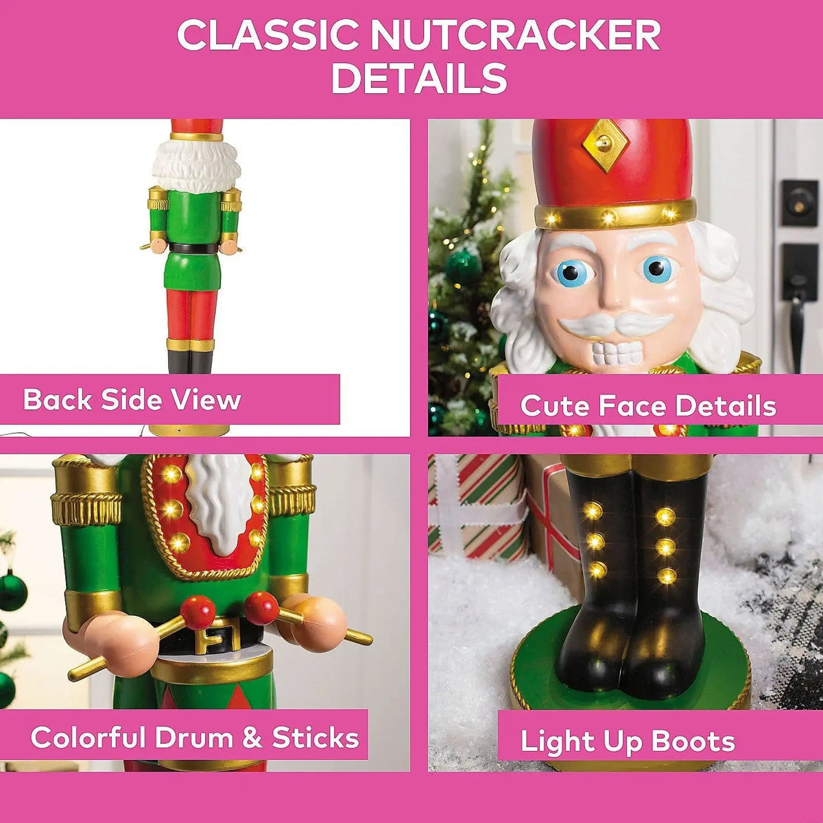 4 Ft Giant Nutcracker Soldier with Drum & Lights