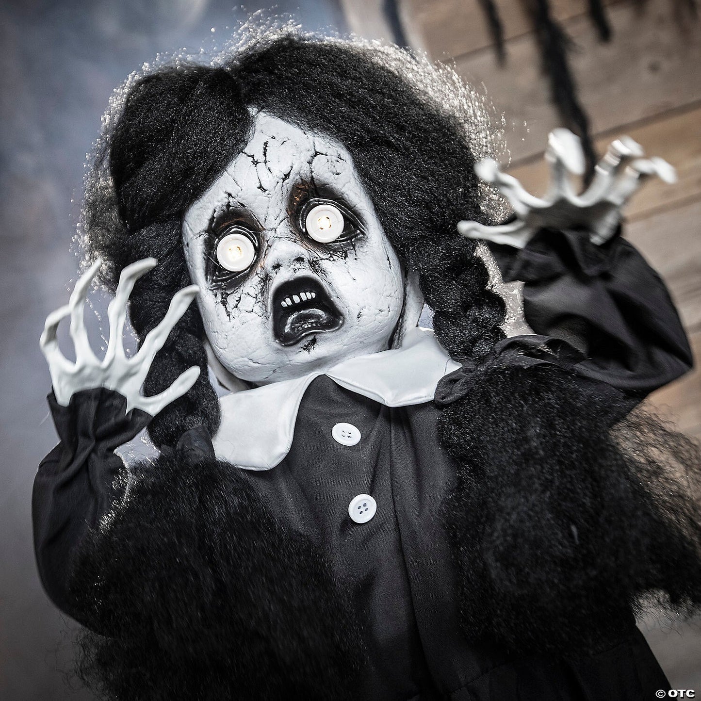 See Video! 3 Ft Animated Doll Black White Halloween Decor Haunt Talk Prop Addams