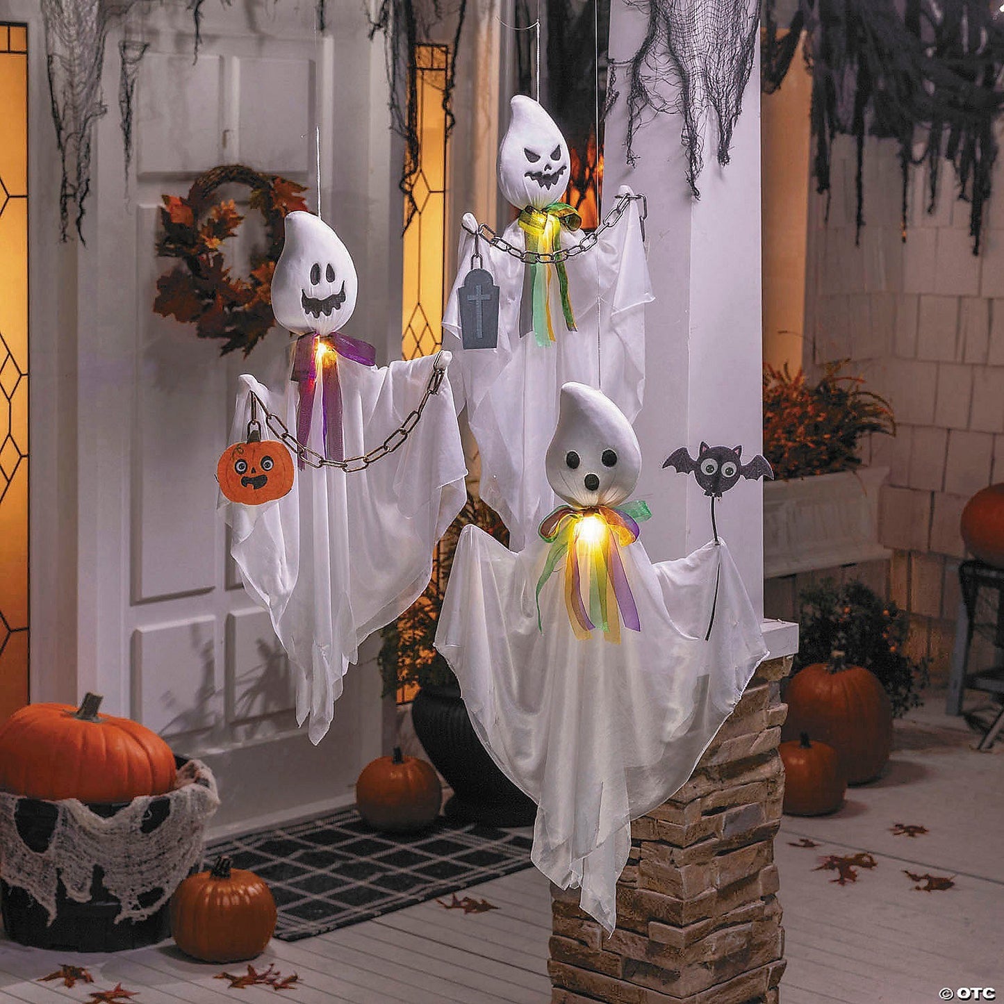 27" Set of 3 Talking Lighted Ghosts Spirit Animated Halloween Decor Prop 2025