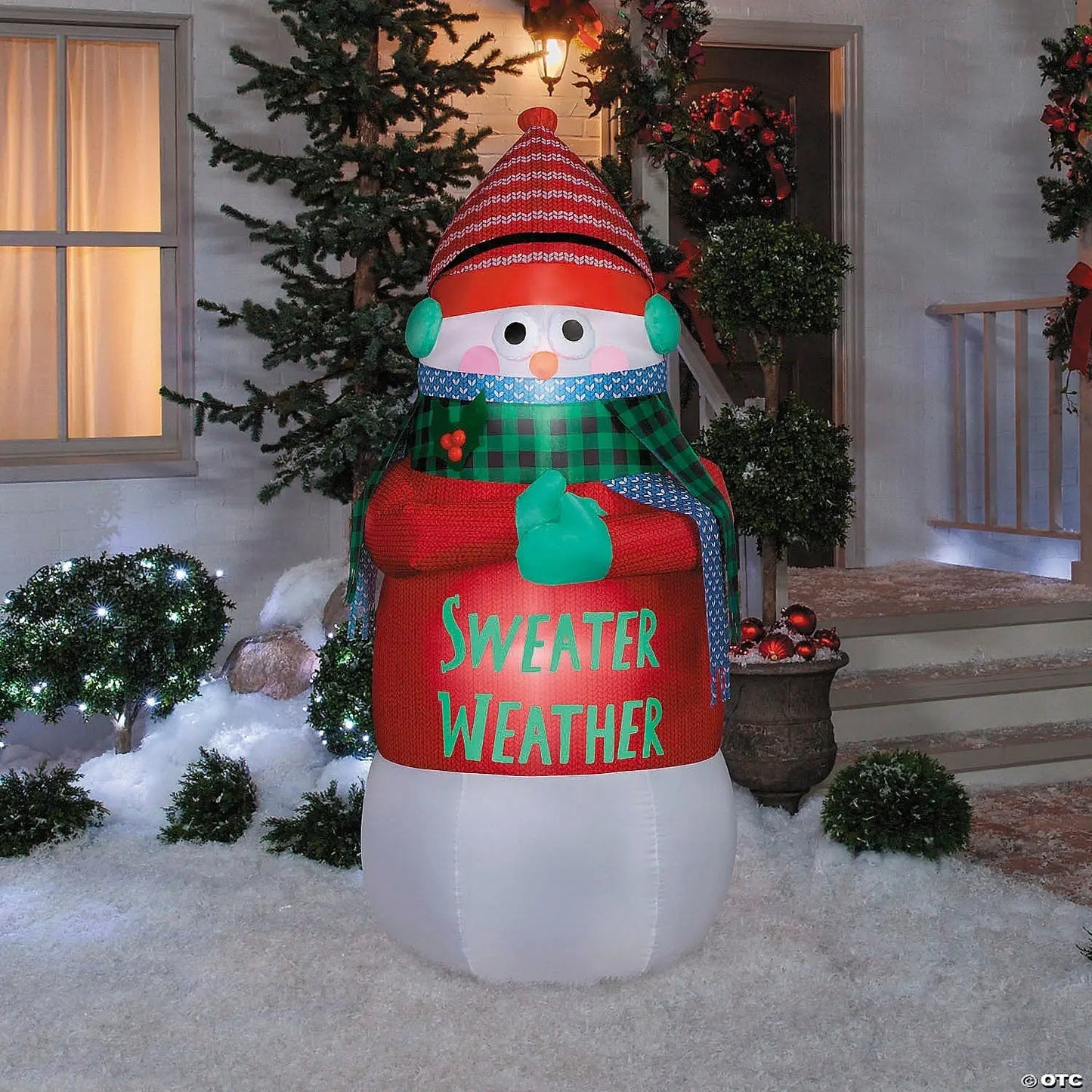 6 Ft Animated Shivering Sweater Weather Snowman Inflatable