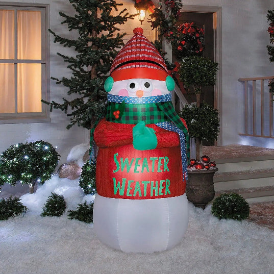 6 Ft Animated Shivering Sweater Weather Snowman Inflatable