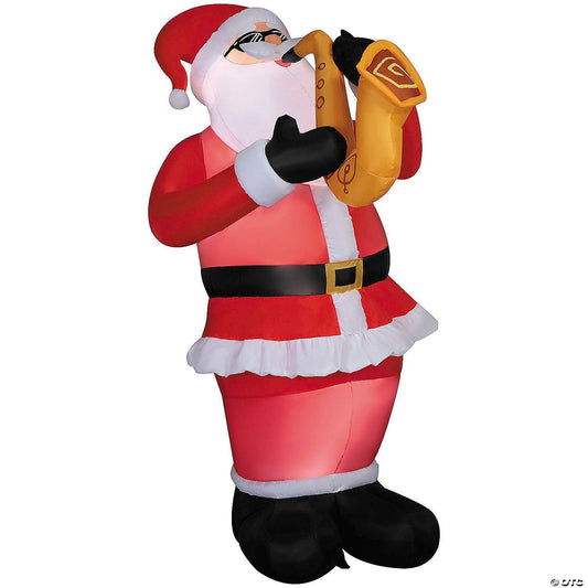 6 Ft Animated Santa Playing Saxophone Inflatable