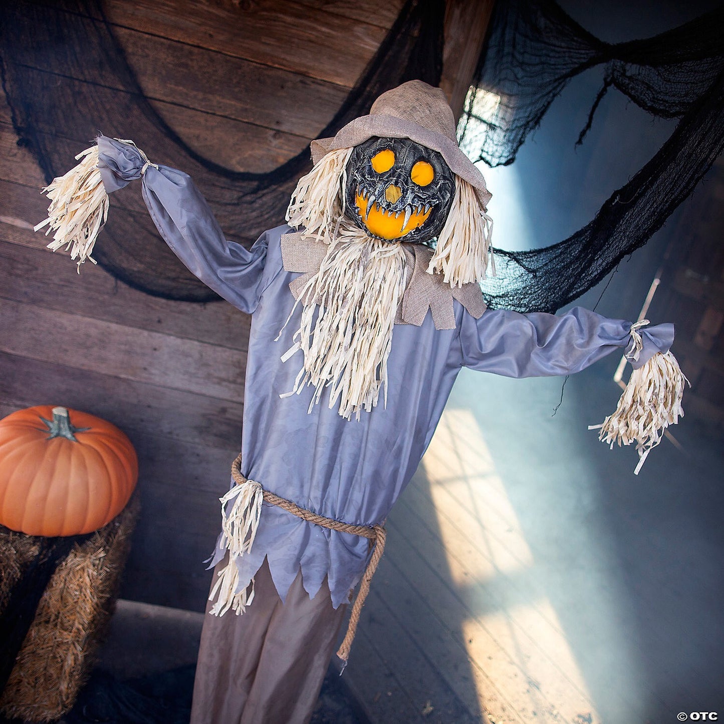 See Video! Life Size Scarecrow Pumpkin Ghoul Animated Halloween Haunt Prop Decor