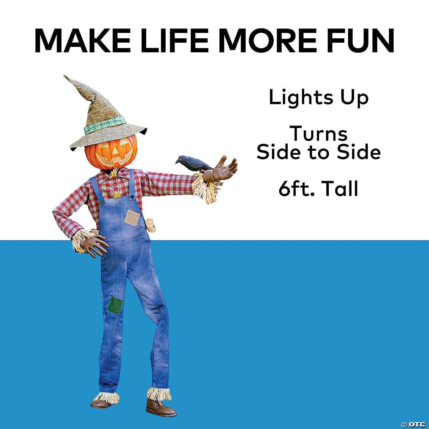 See Video LifeSize Pumpkin Scarecrow Animated Halloween Porch Decoration Outdoor