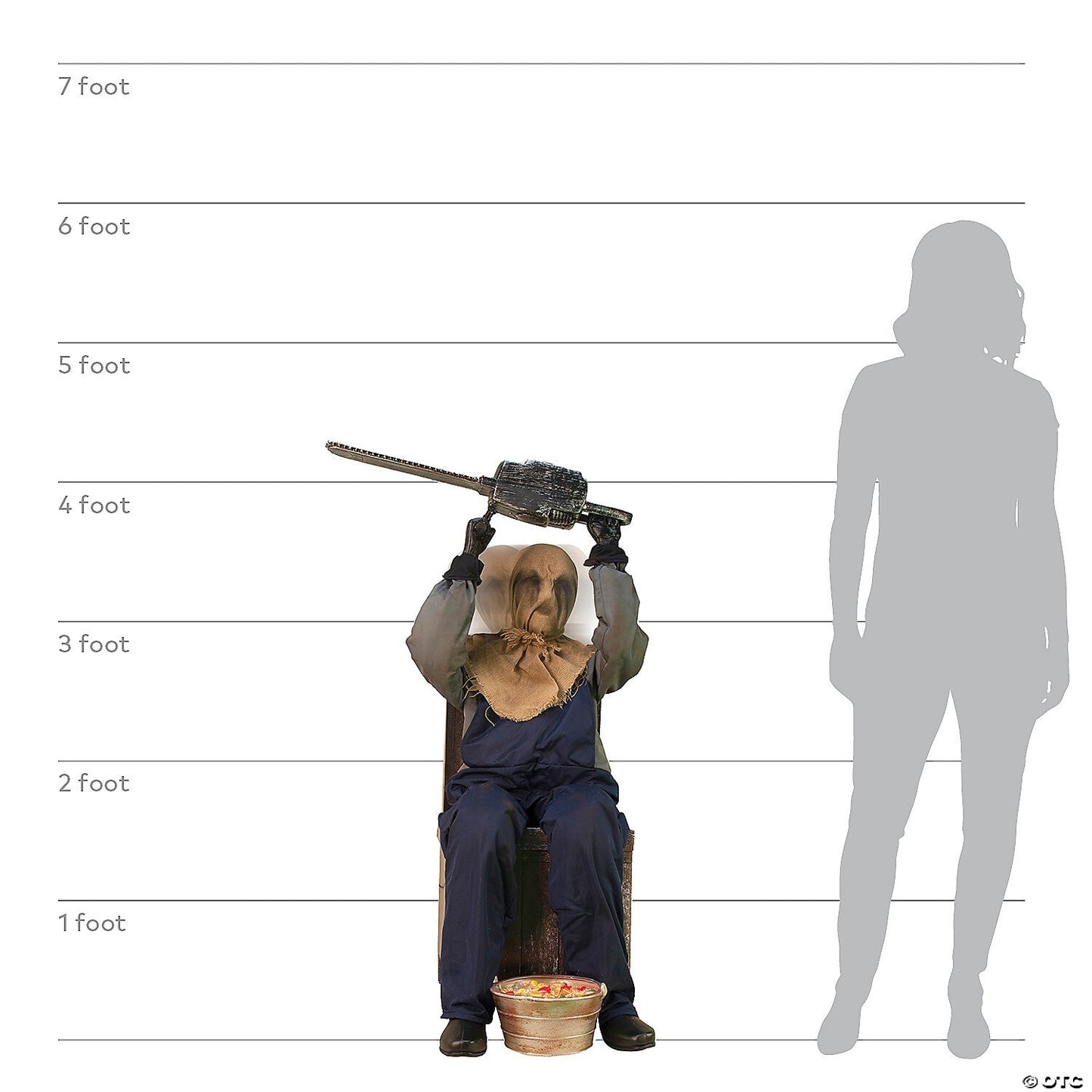 Life Size Chainsaw Scarecrow Greeter Animated Halloween Haunted Prop Outdoor