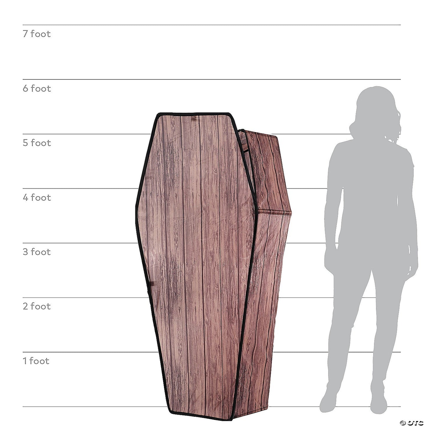 Life Size 5 Ft Wood Look Coffin Halloween Outdoor Haunted Decoration Grave Prop