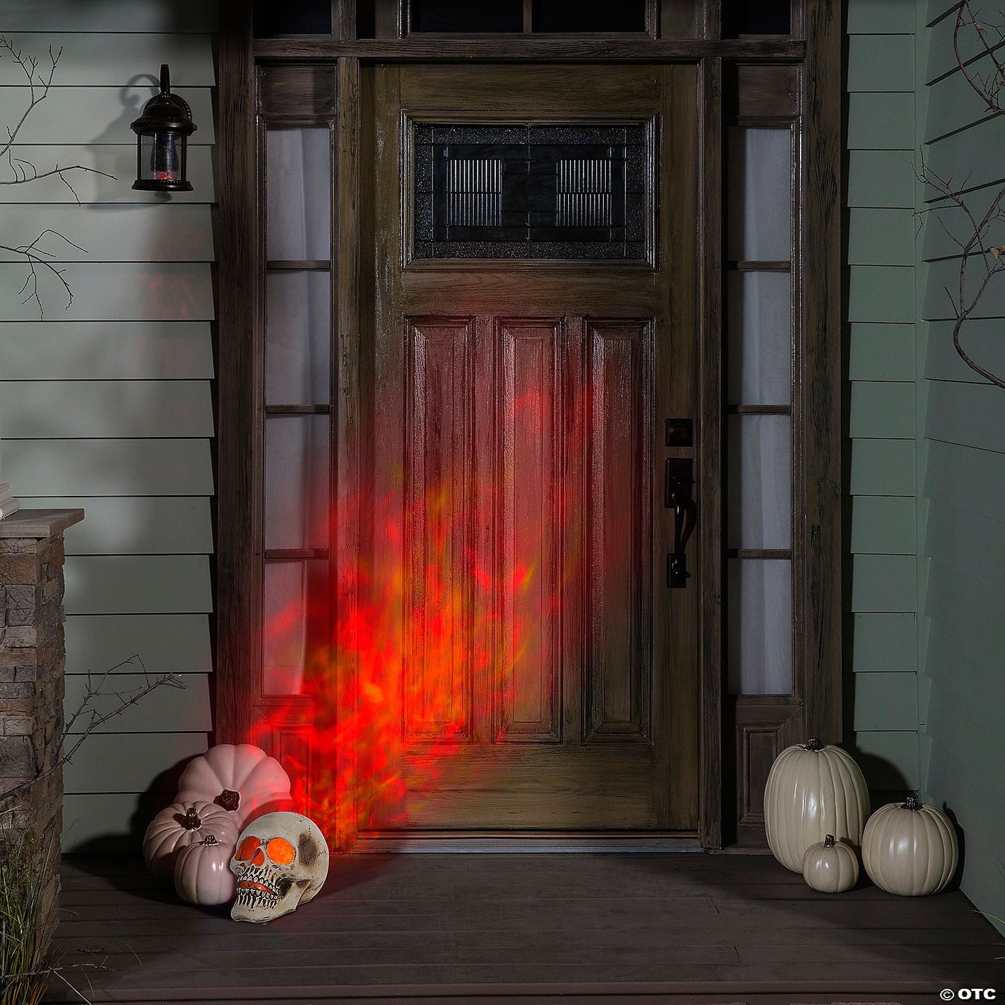 10" Lightshow Flaming Skull Projection Light Halloween Outdoor Decor Haunt Prop
