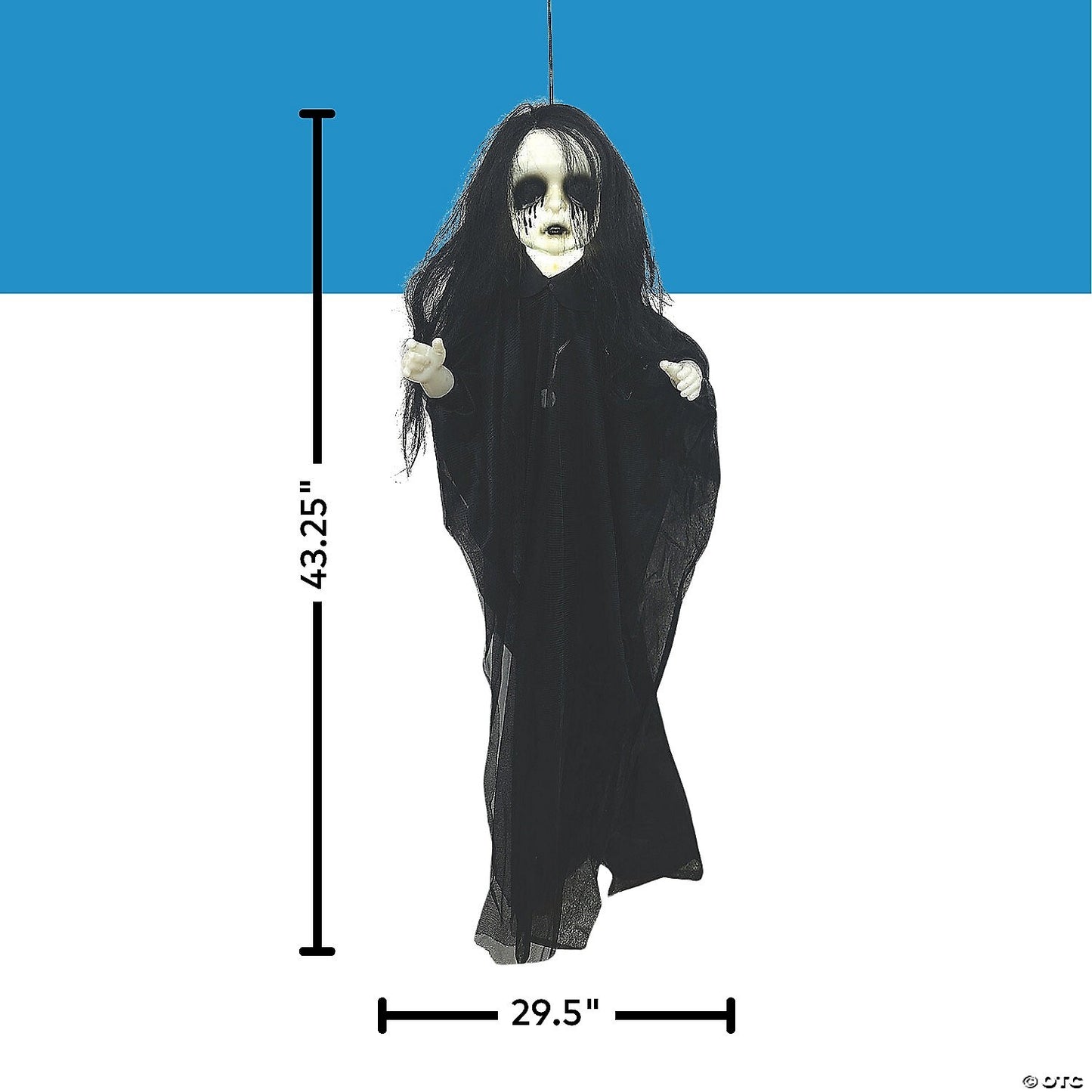 43" Hanging Undead Girl Haunted Doll Light Up Halloween Outdoor Haunt Decor Prop