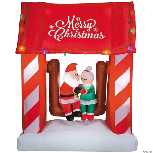 7 Ft Animated Mr & Mrs Claus Porch Swing Christmas Inflatable