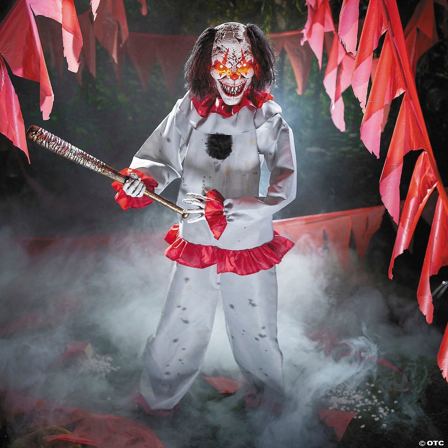 LifeSize 5.8 Ft Evil Animated Clown w Bat Halloween Haunted Spirit Decor Prop