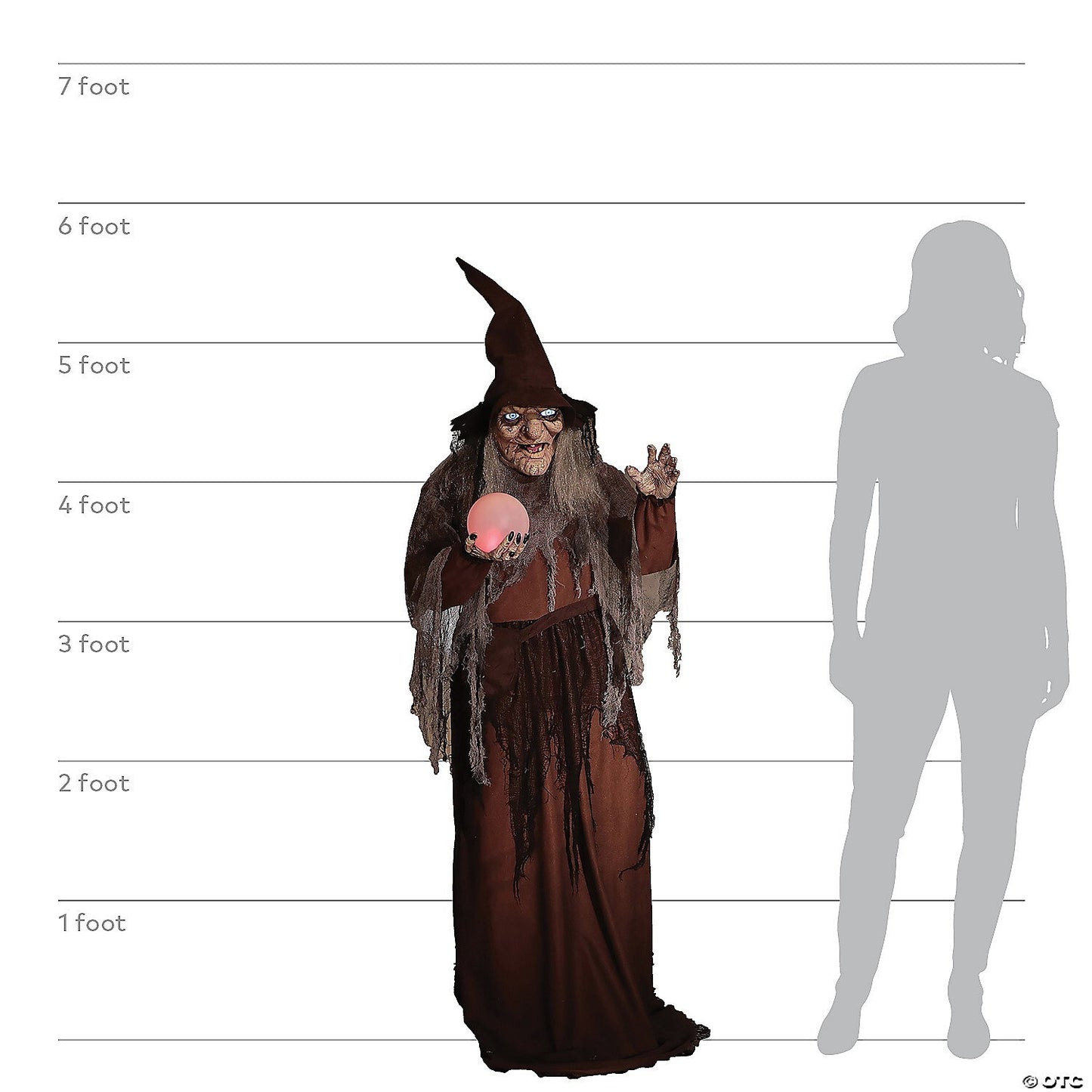 Life Size Soothsayer Witch Fortune Crystal Ball Animated Halloween Haunted Prop