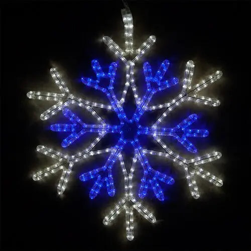 28" Snowflake White Blue LED Rope Lighted