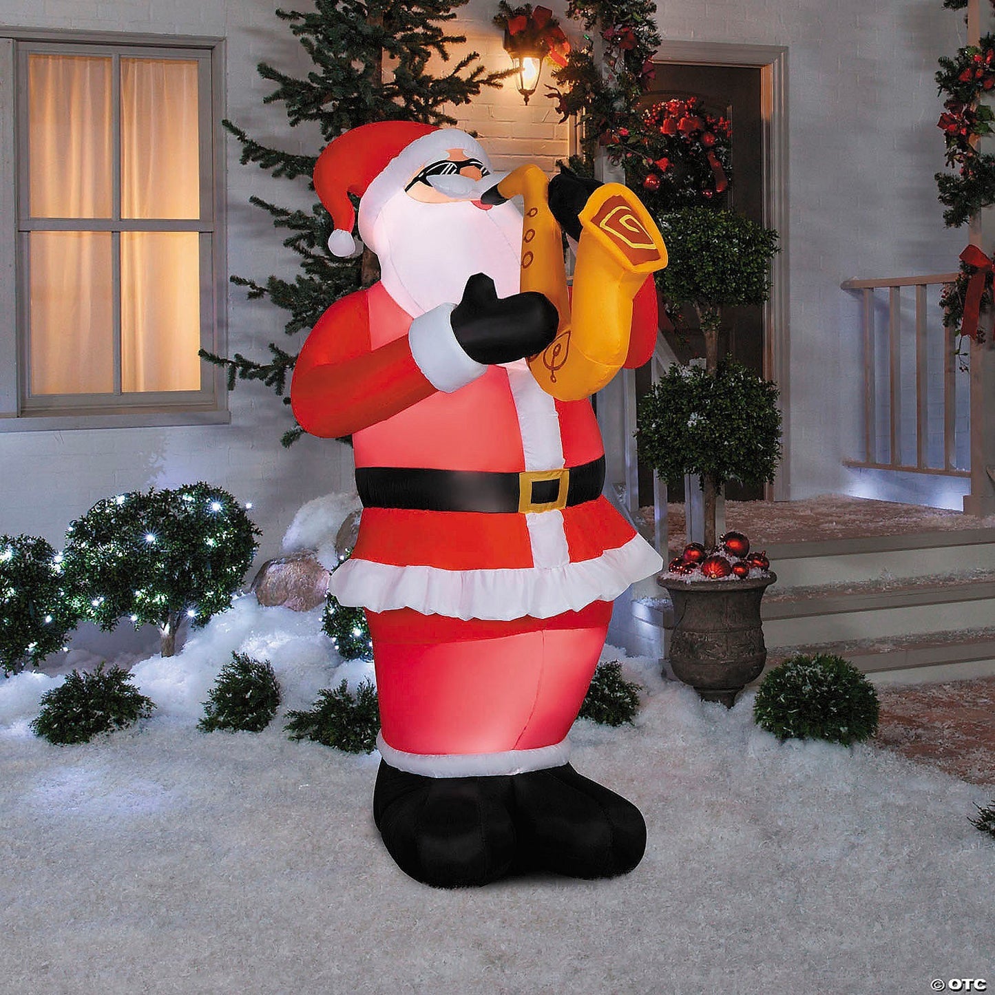 6 Ft Animated Santa Playing Saxophone Christmas Inflatable Outdoor Yard Decor
