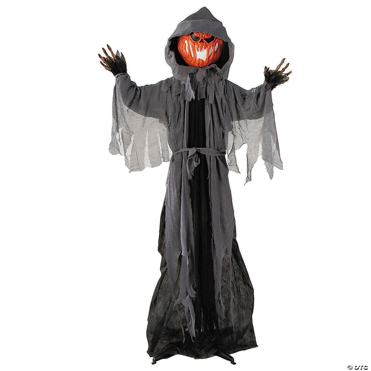 5 Ft 10in Animated Hood Cloak Pumpkin Man Halloween Decor Haunt Prop Spirit