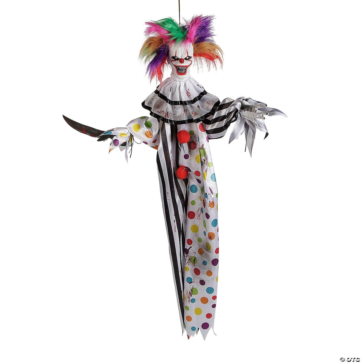 See Video! 4 Ft Hanging Killer Clown w Knife Animated Halloween Haunt Yard Prop