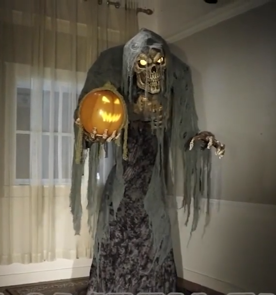 Life Size 7 Ft Jack Stalker Skeleton Pumpkin Animatronic Halloween Prop Haunted