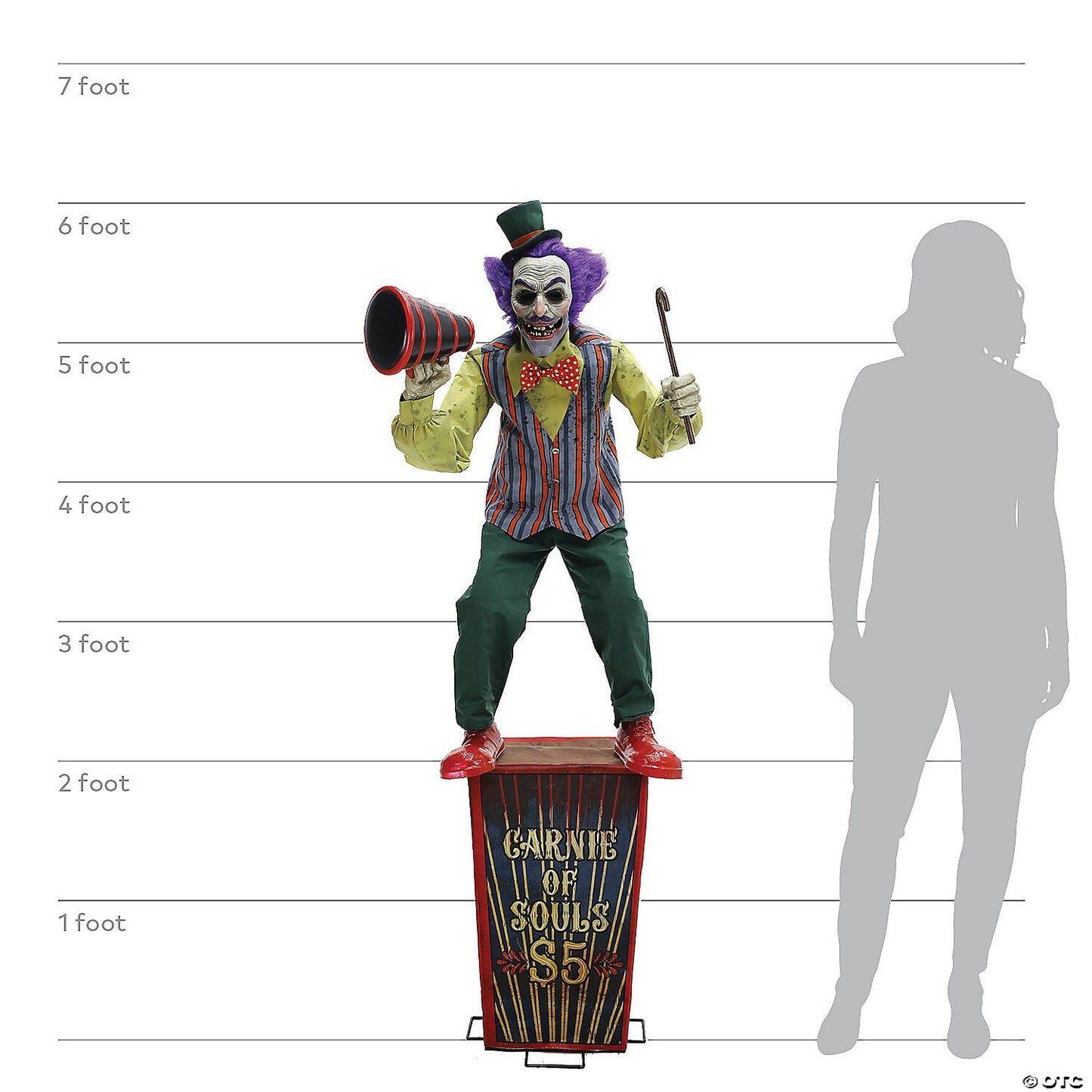 6 Ft Carnival Barker Clown Animatronic Halloween Circus Haunt Decor Prop Servo
