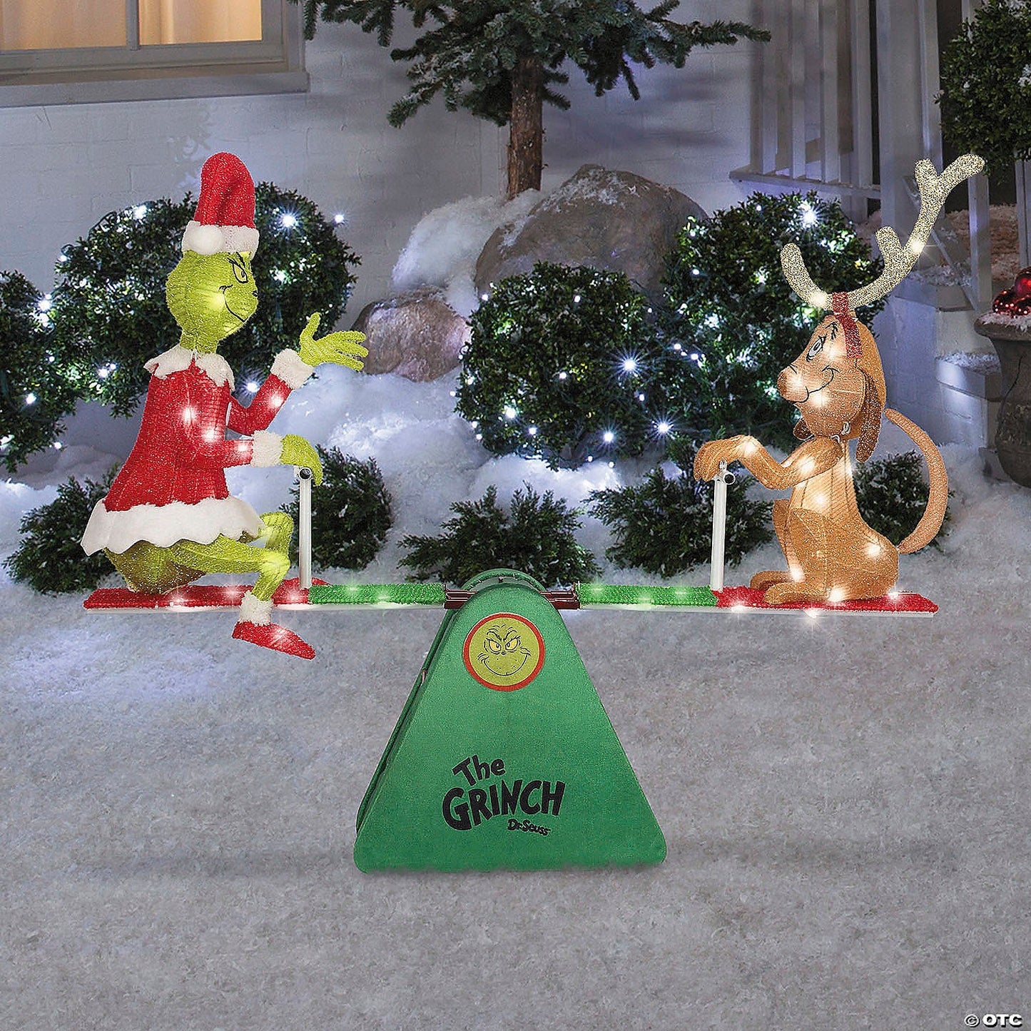 44" Animated Grinch & Max See Saw Lighted Outdoor Christmas Yard Decor Teeter