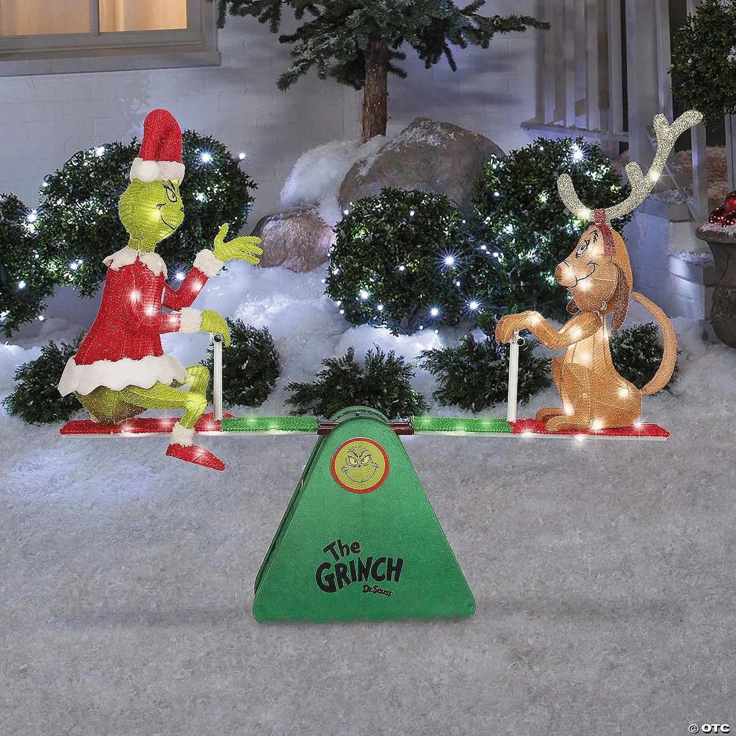 44" Animated Grinch & Max See Saw Lighted Yard Teeter Decoration