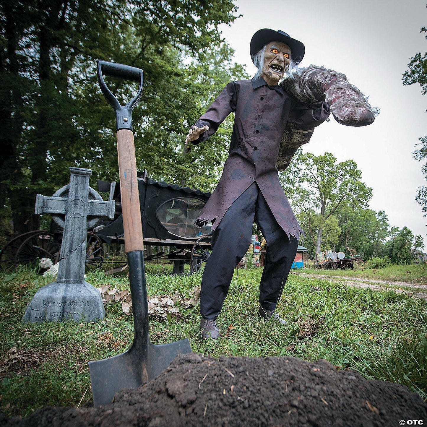 6 Ft Grave Robber w Corpse Animatronic Halloween Cemetery Grave Haunt Prop Decor