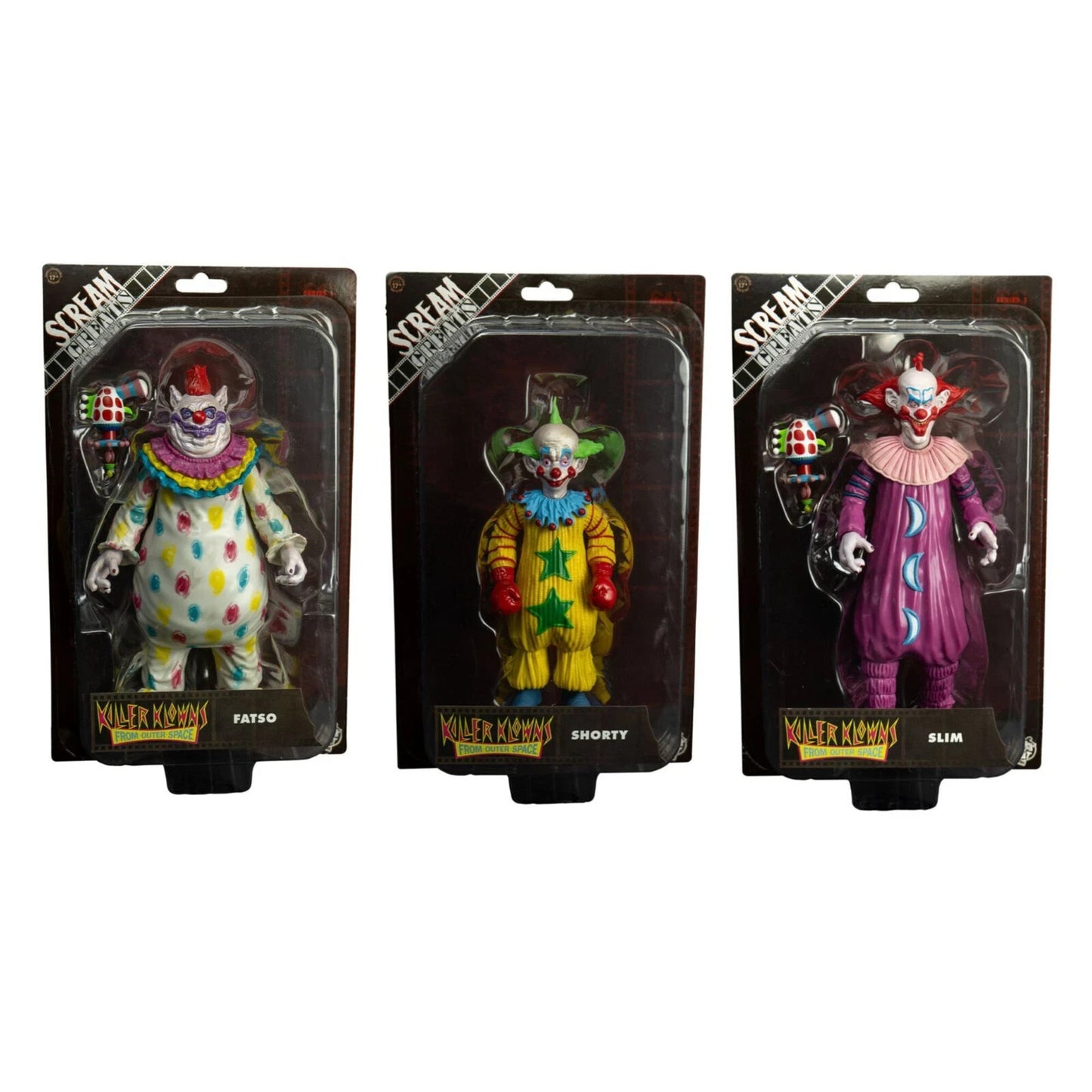 SCREAM GREATS KILLER KLOWNS FROM OUTER SPACE Fatso Slim & Shorty Figures Collect