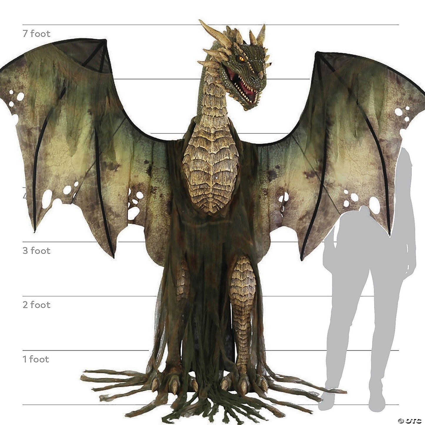 Halloween Animatronic 7' Dark Forest Dragon Haunted Prop Outdoor LifeSize Decor