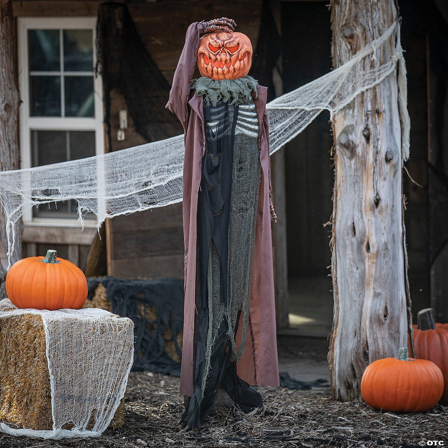 LifeSize 6 Ft Standing Evil Pumpkin Man Animated Halloween Haunt Prop Decoration