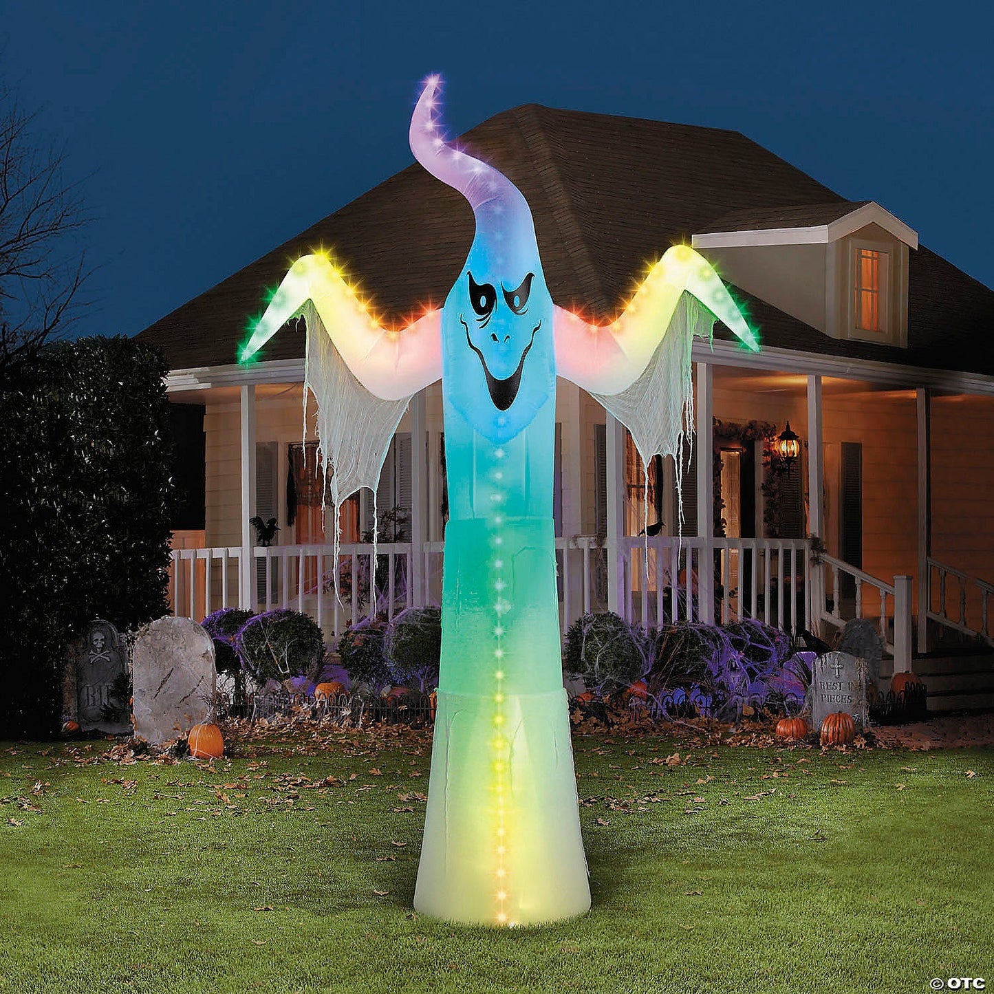 GIANT! 12 Ft Ghost Spirit Inflatable LightShow Rainbow Wave Halloween Yard Prop
