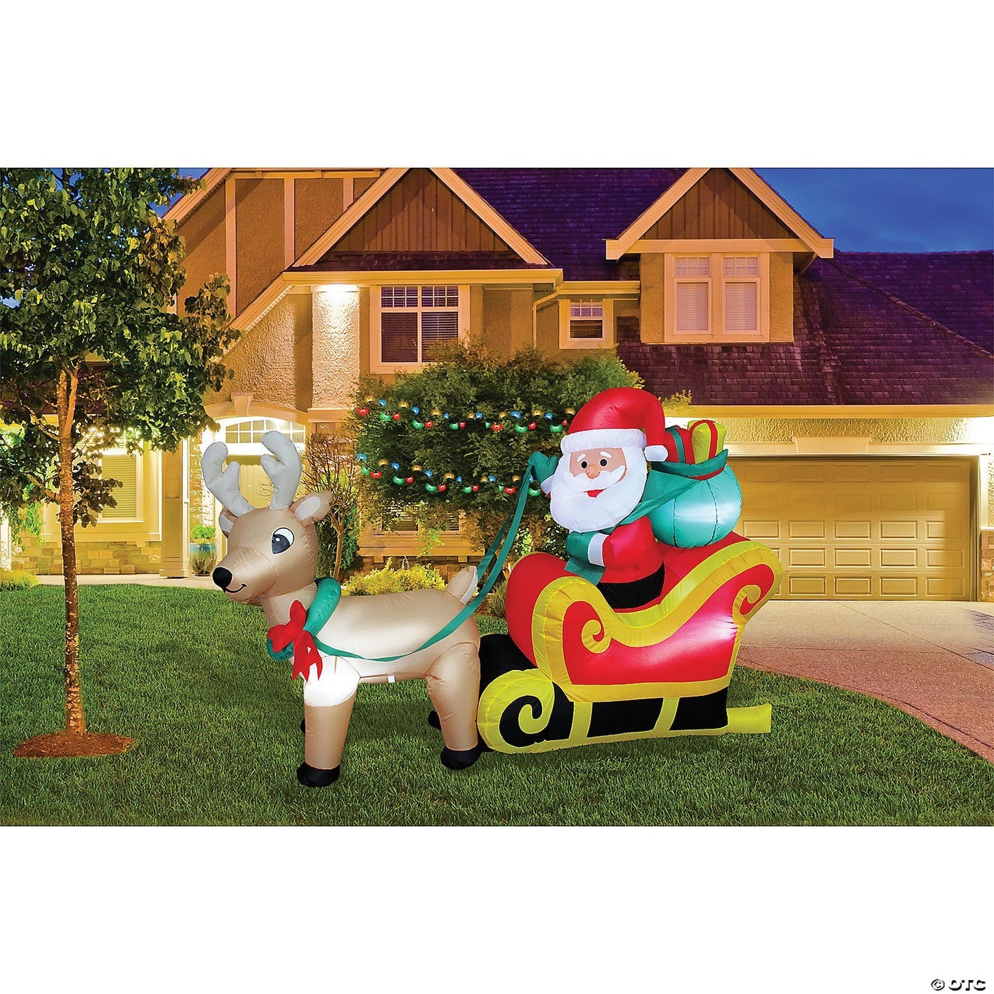 6 Ft Santa Sleigh Reindeer Inflatable Christmas Outdoor Yard Decoration Lighted