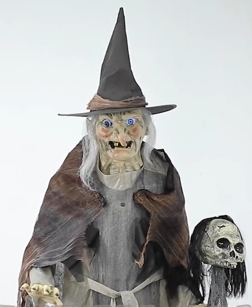 Life Size 6 Ft Lunging Witch w Digital Eyes Animatronic Halloween Prop Haunted