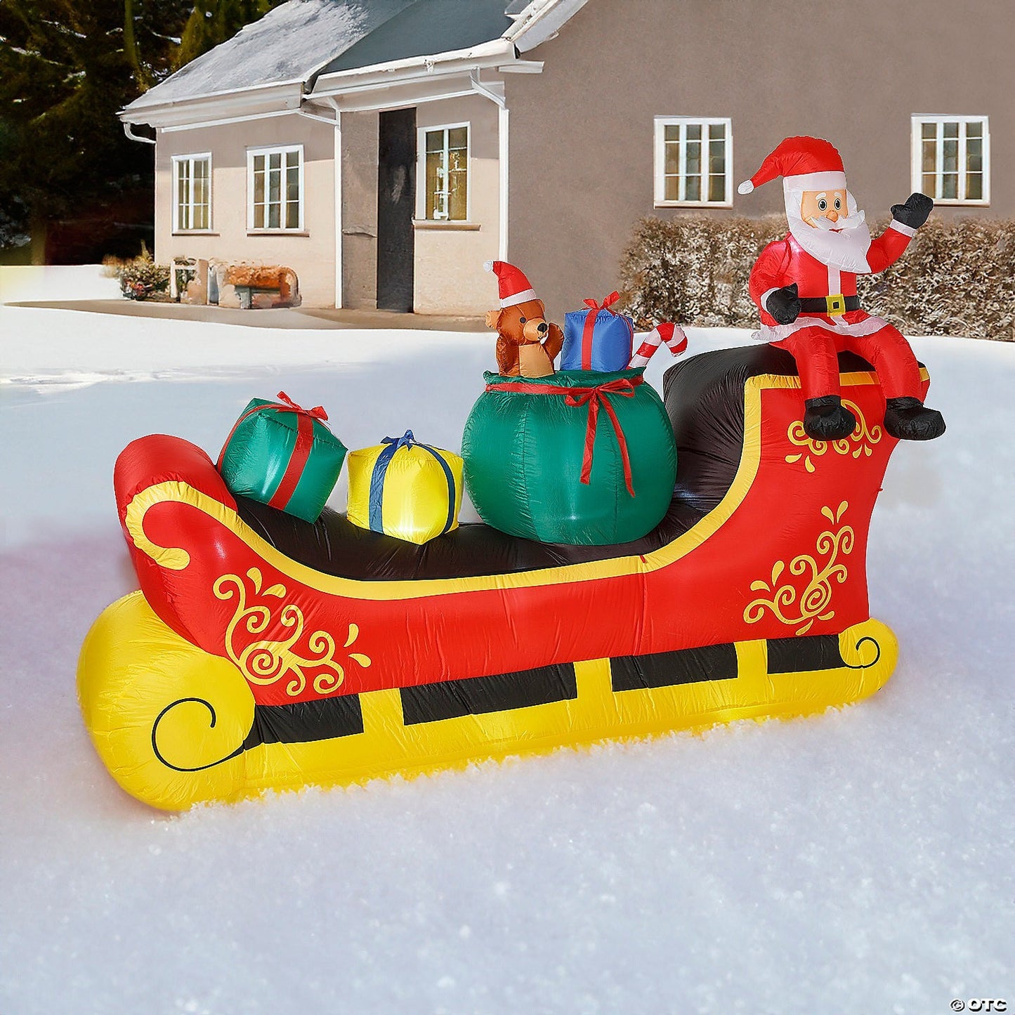 GIANT! 10 Ft Santa Sleigh Inflatable Christmas Outdoor Yard Decor LED Lighted