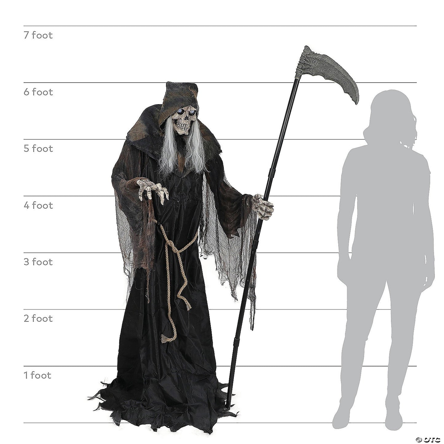 6 Ft Lunging Reaper w Digital Eyes Halloween Haunted Graveyard Prop Animatronic