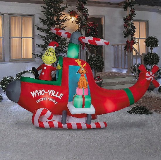 10 Ft Grinch & Max Helicopter Animated Inflatable