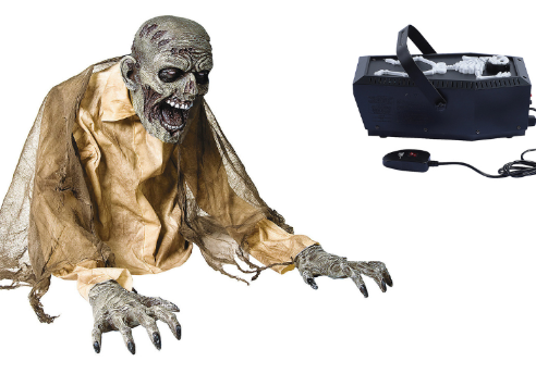 Gaseous Zombie Animated w 1000 Watt Fog Machine set Halloween props decoration