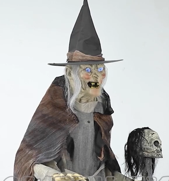 Life Size 6 Ft Lunging Witch w Digital Eyes Animatronic Halloween Prop Haunted