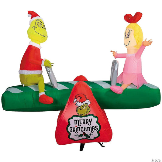 5 Ft Animated Grinch & Cindy Lou See Saw Teeter Inflatable