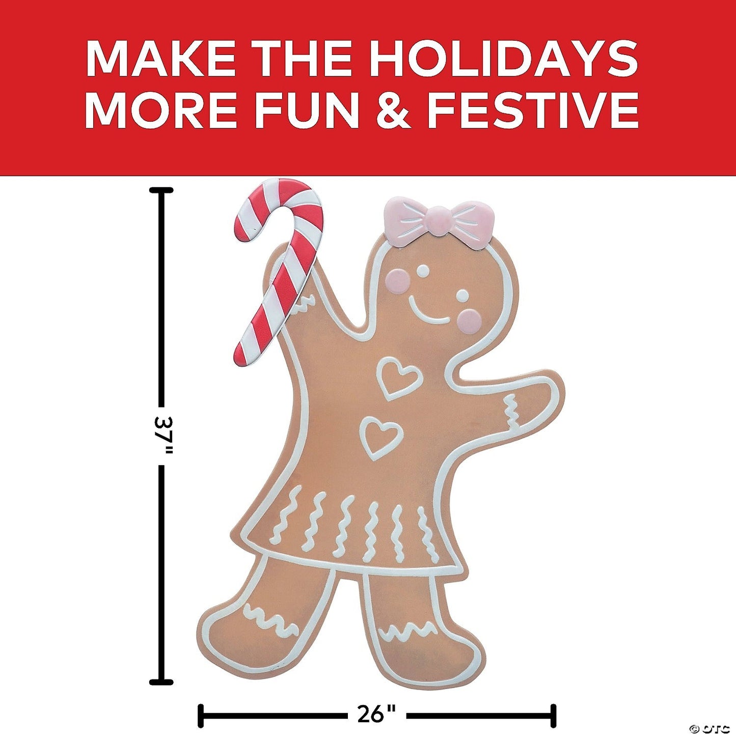 37" Giant Gingerbread Man Girl Standing Christmas Outdoor Decoration Porch Home