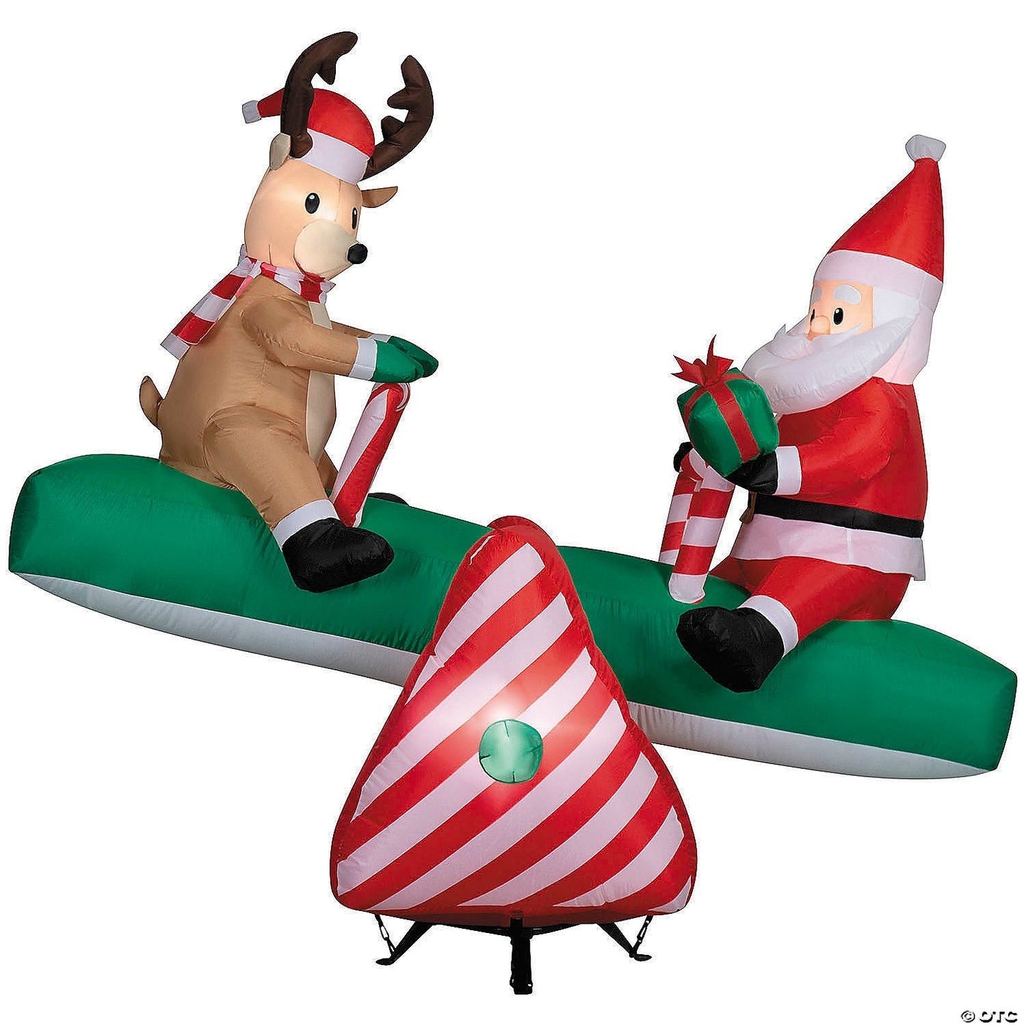 5.6 Ft Animated Santa Reindeer See Saw Christmas Inflatable Outdoor Yard Decor