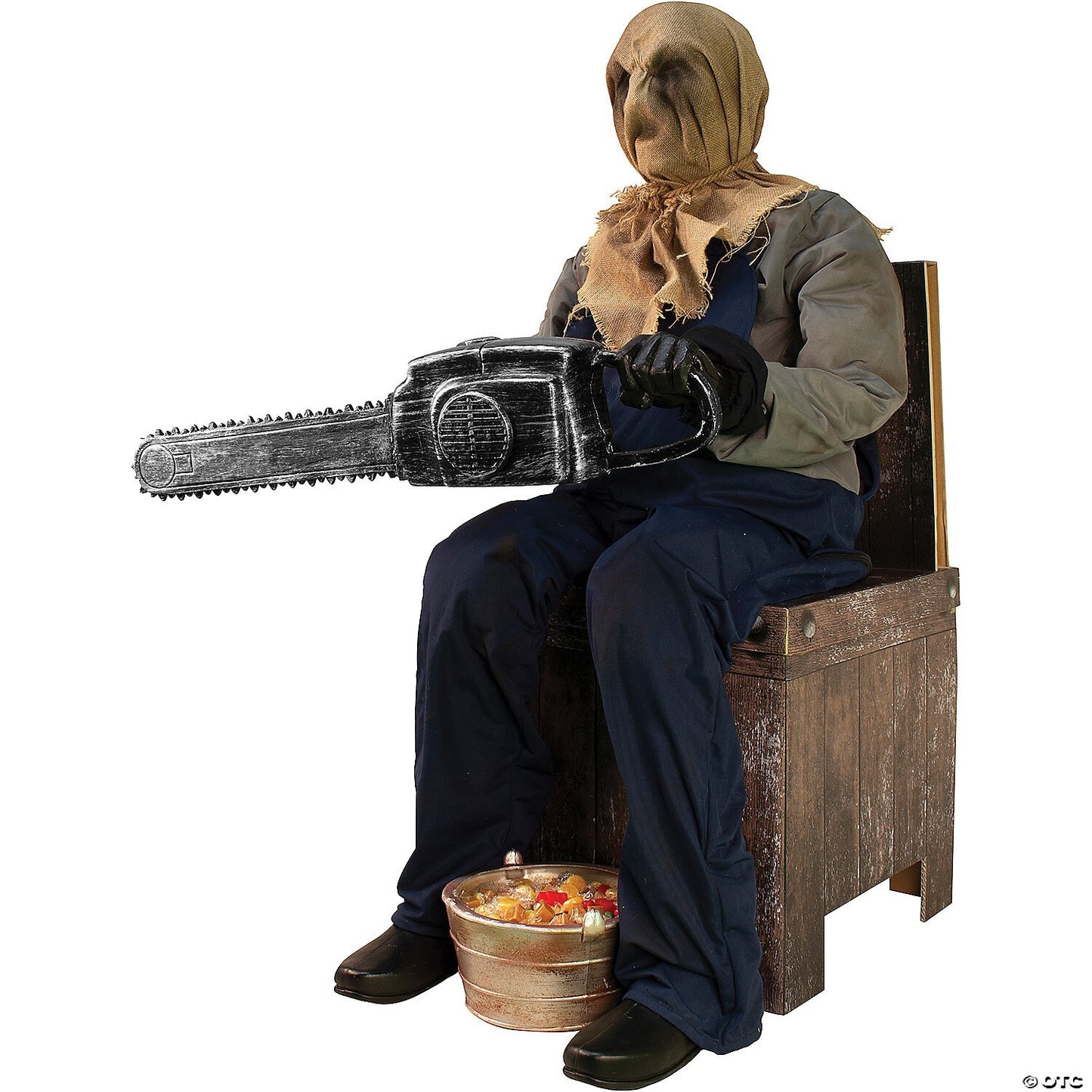 Life Size Chainsaw Scarecrow Greeter Animated Halloween Haunted Prop Outdoor