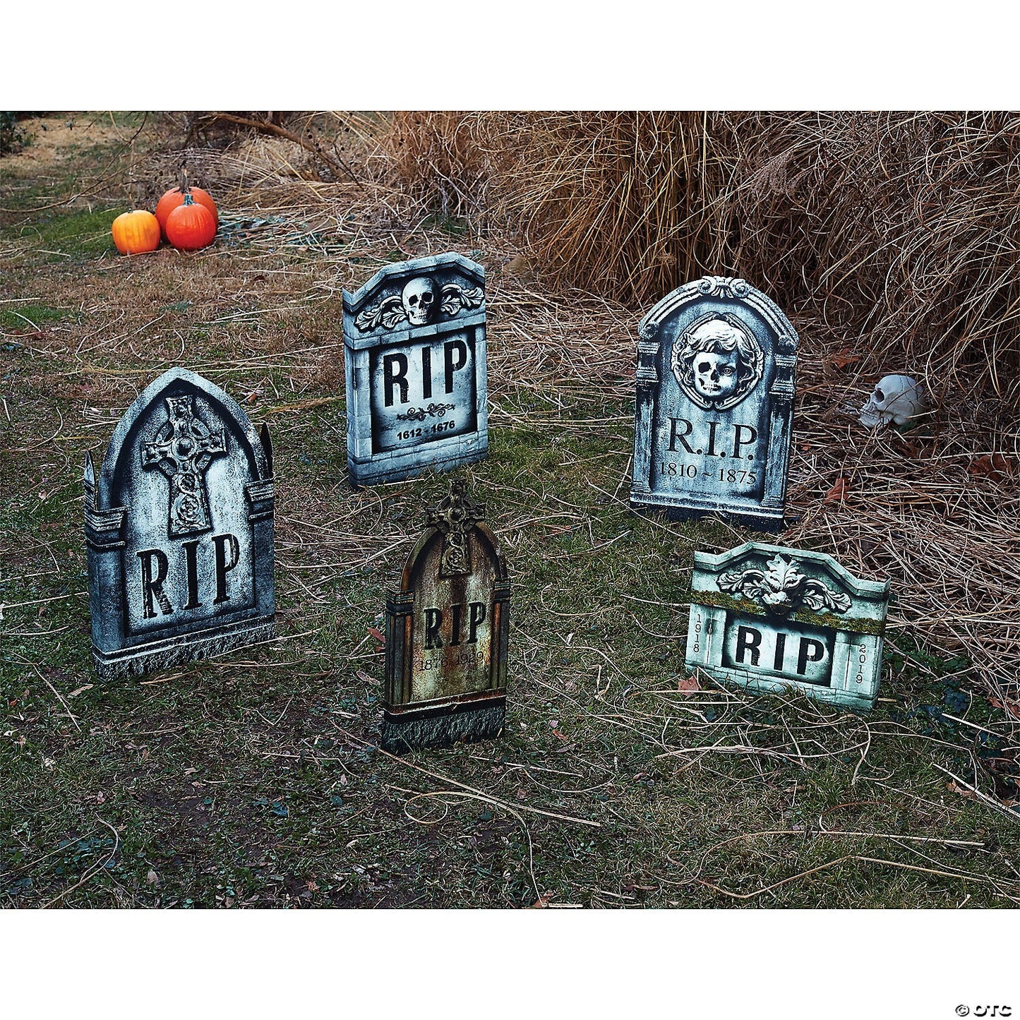 Set of 5 Cemetery Graveyard Tombstones Halloween Yard Haunt Outdoor Prop Decor