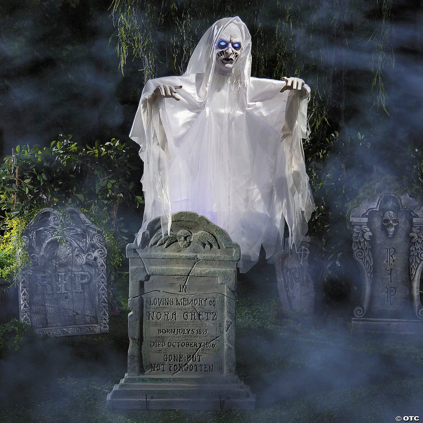 6 Ft Ghost Woman Over Tombstone