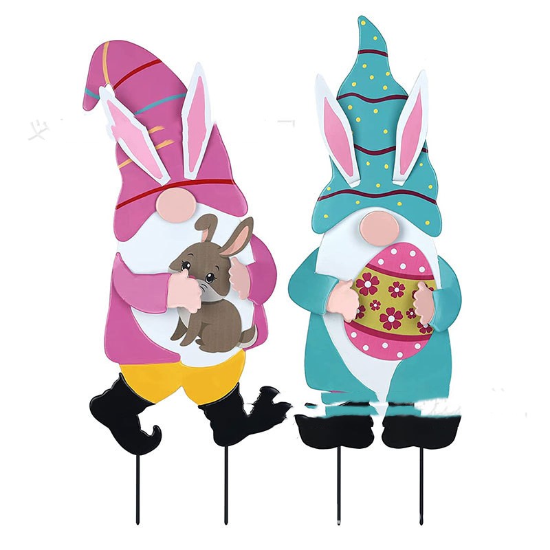 Easter Bunny Gnome Yard Stakes - Holiday Spirit Shop