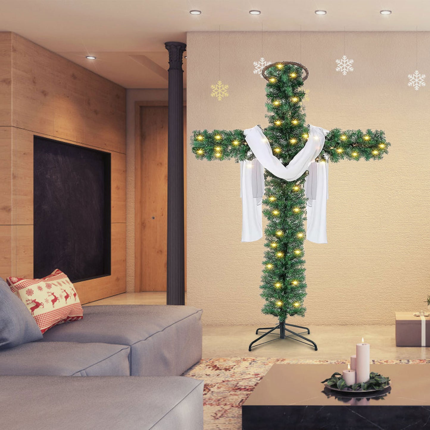 Pre-Lit Easter or Christmas Cross Tree