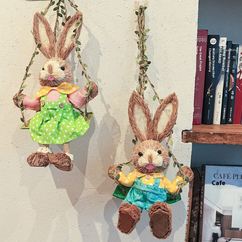 13.8" Straw Rabbit Collection – Standing & Hanging Styles - Holiday Spirit Shop