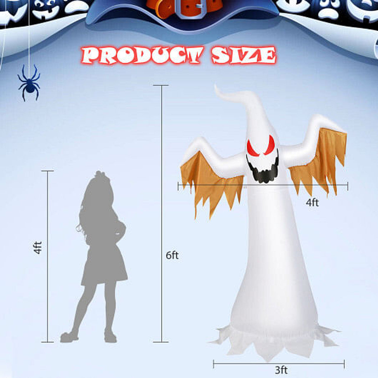 6 Ft Inflatable Flame Ghost